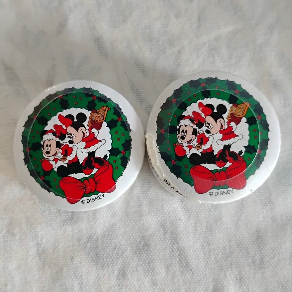 2 Vintage Disney Magic Towels Christmas Wreath Mickey Minnie Mouse 12x12